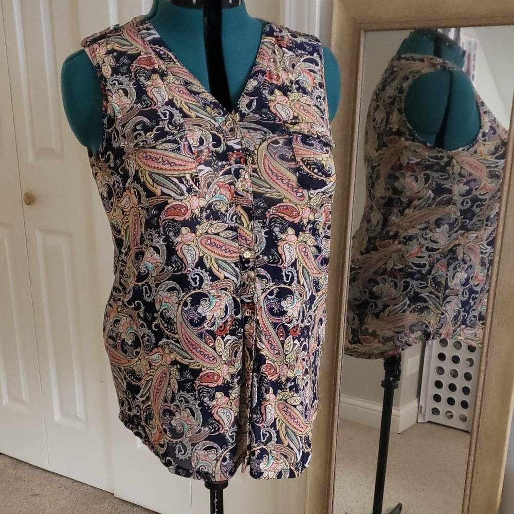 Paisley Sleeveless Top - Multicolor Ember Missy XL